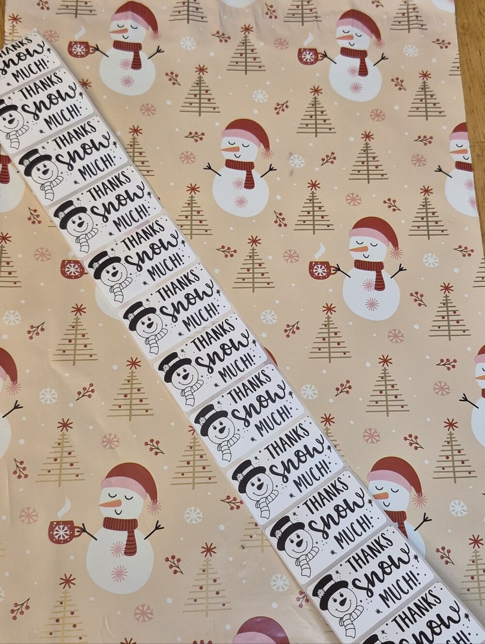 Poly Mailers Set Of 25 (10×13) + 25 Stickers Snowman Holiday Christmas